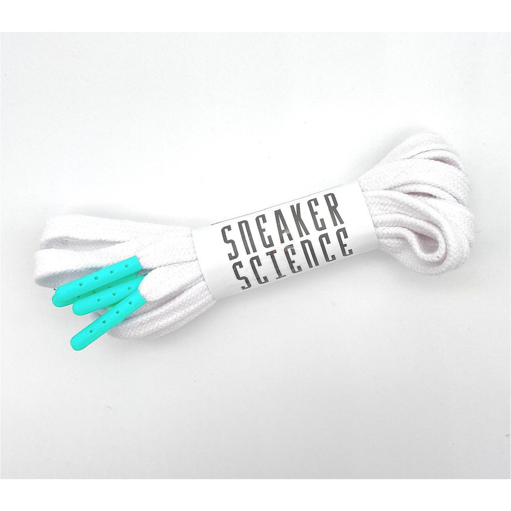 SneakerScience Premium Coloured Tip Laces - (White/Electric Blue)