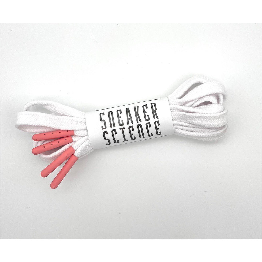 SneakerScience Premium Coloured Tip Laces - (White/Petal Pink)