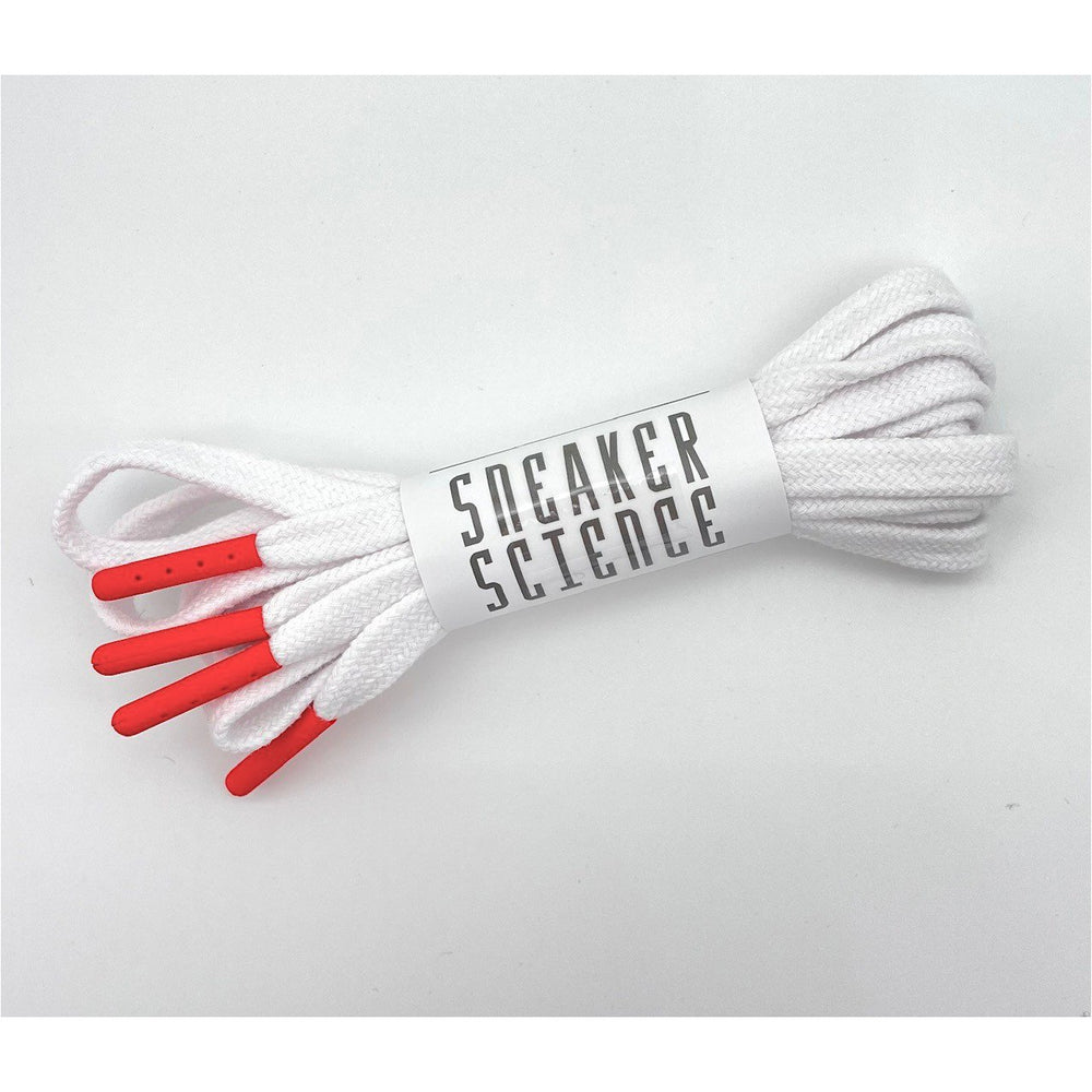 SneakerScience Premium Coloured Tip Laces - (White/Red)