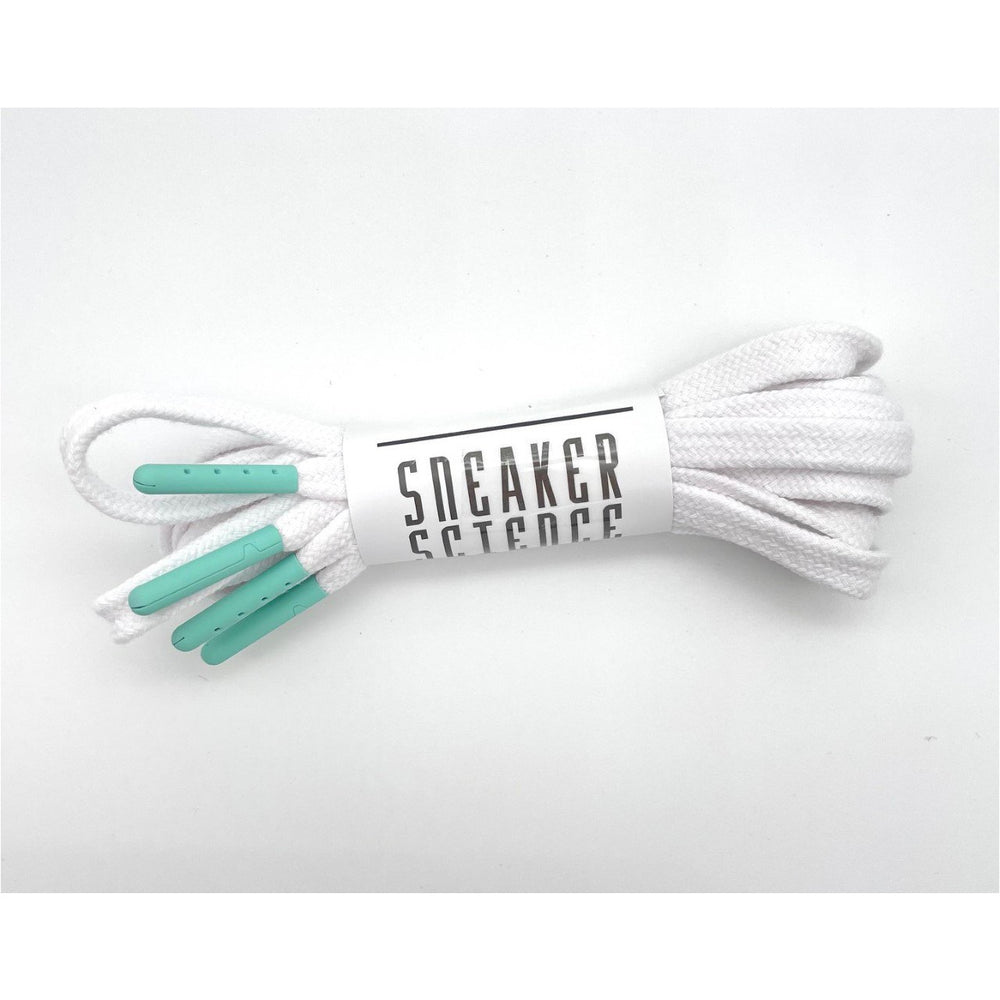 SneakerScience Premium Coloured Tip Laces - (White/Tiffany)