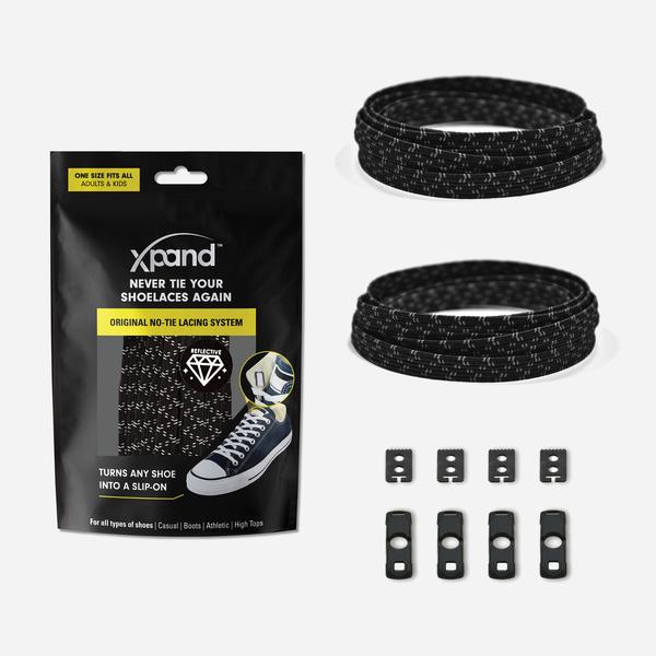 Xpand Laces Original Flat No Tie Lacing System - Black Reflective