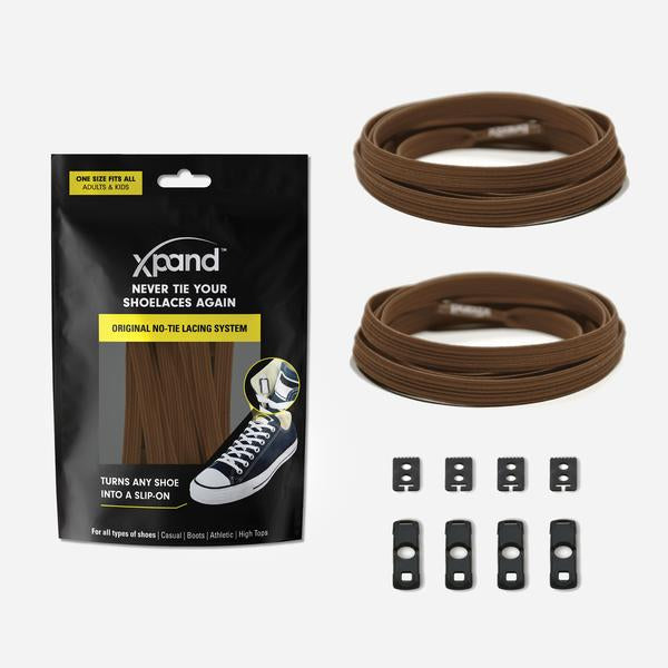 Xpand Laces Original Flat No Tie Lacing System - Dark Brown