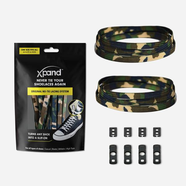 Xpand Laces Original Flat No Tie Lacing System - Green Camo