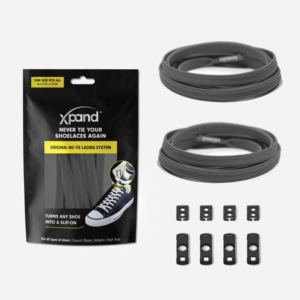 Xpand Laces Original Flat No Tie Lacing System - Grey