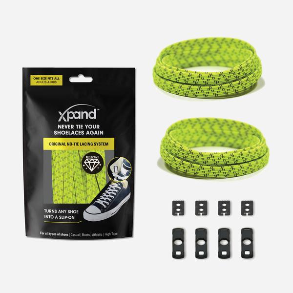 Xpand Laces Original Flat No Tie Lacing System - Lemon Lime Reflective