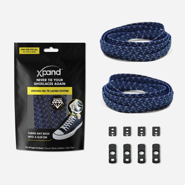 Xpand Laces Original Flat No Tie Lacing System - Navy Blue Reflective