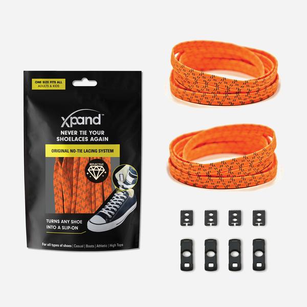 Xpand Laces Original Flat No Tie Lacing System - Neon Orange Reflective