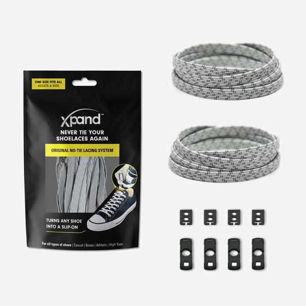 Xpand Laces Original Flat No Tie Lacing System - Steel Reflective