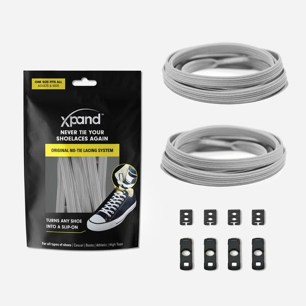 Xpand Laces Original Flat No Tie Lacing System - Steel