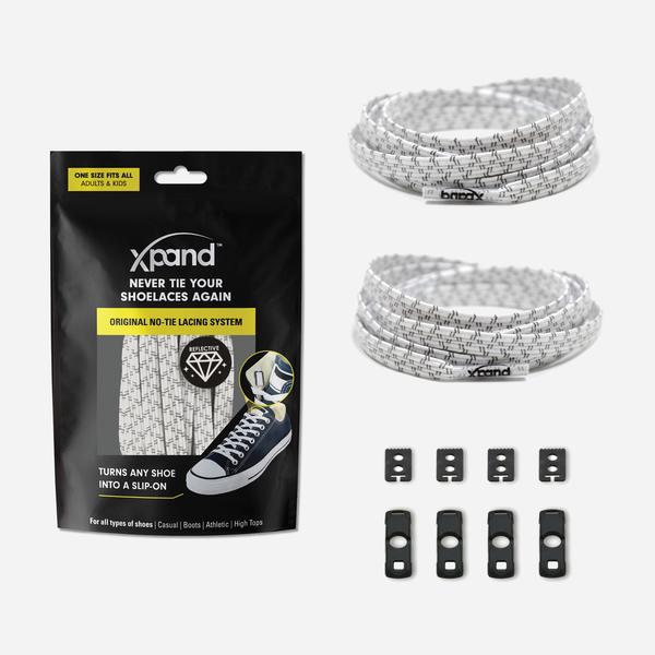 Xpand Laces Original Flat No Tie Lacing System - White Reflective